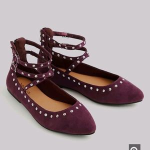 Torrid Purple Burgundy Studded Flats, 8.5WW